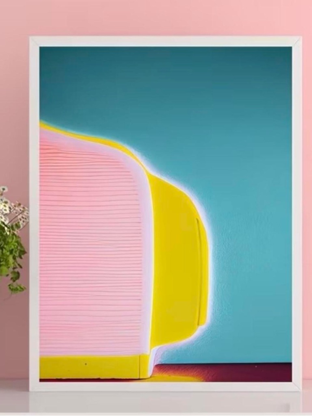 Modern Abstract Art Print - Pink, Yellow & Teal